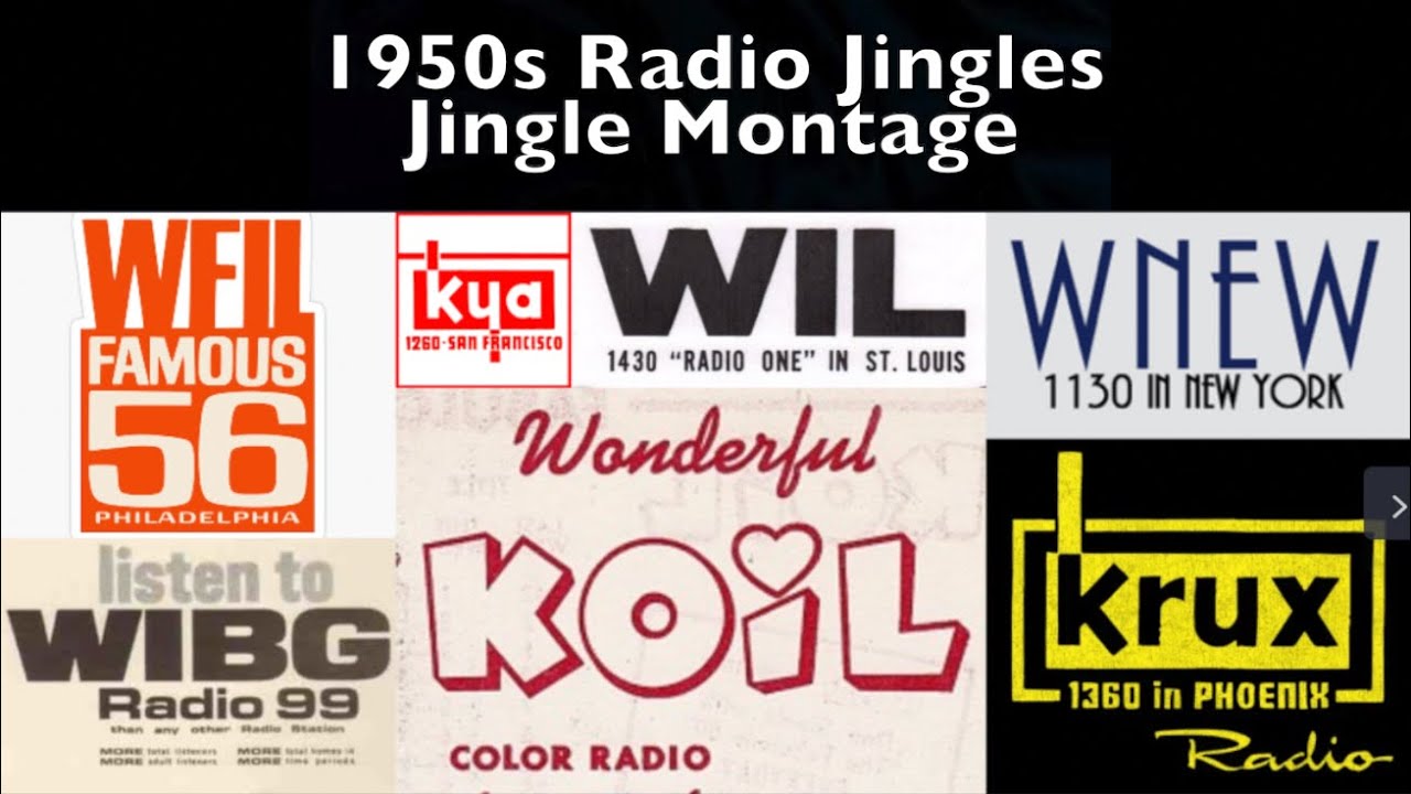 Late 1950s Radio Jingles Montage - KBOX WIL WNEW KYA WXYZ KYW WIBG WFIL WFUN WMGM WCAO KNUZ KRUX