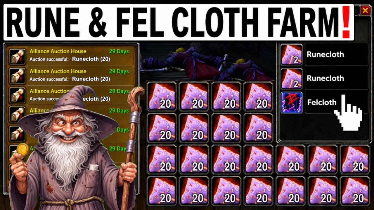 WoW Classic RuneCloth Farm!💰BEST Locations | EXPLAINED IN 2 UNDER MINUTES [2026] Guide
