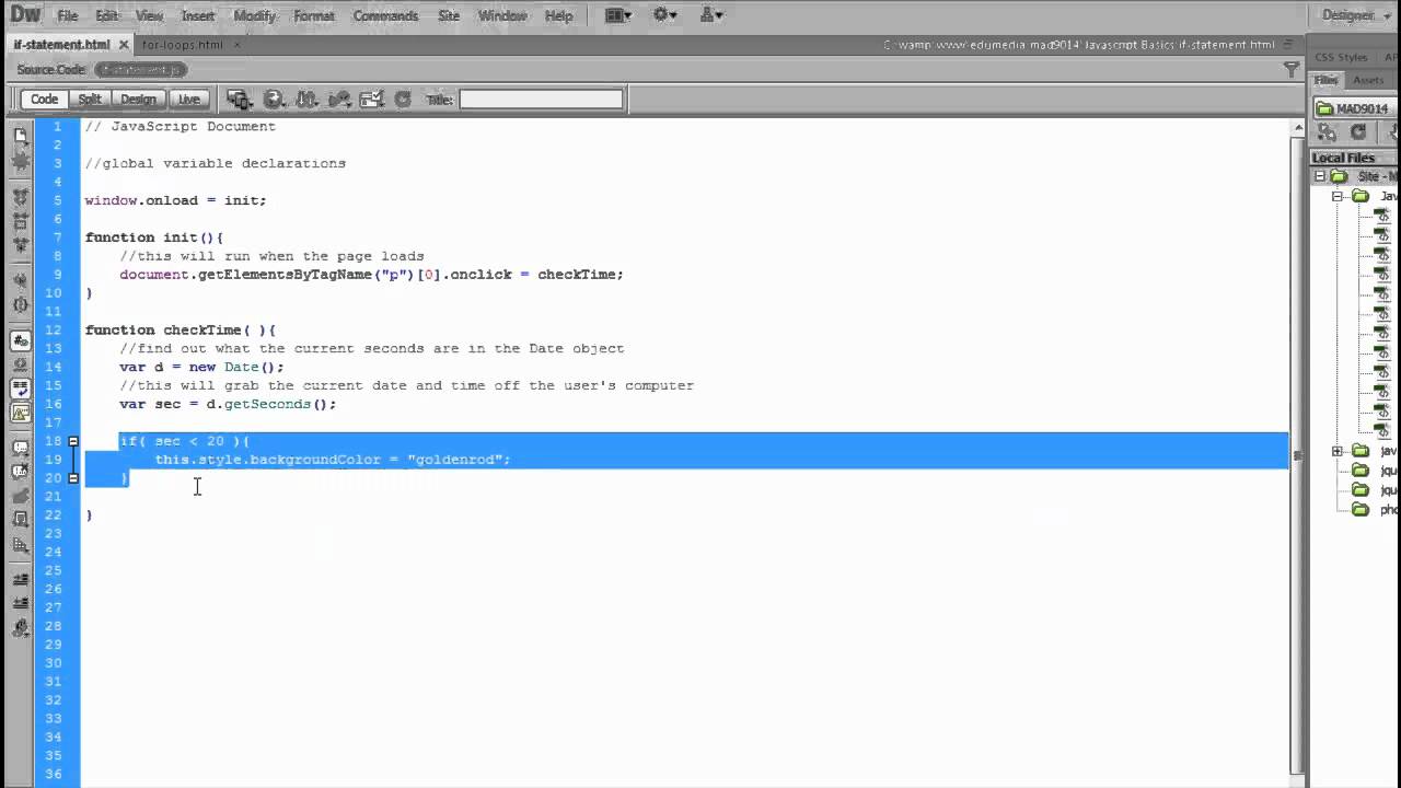 MAD9014 - Javascript if statement