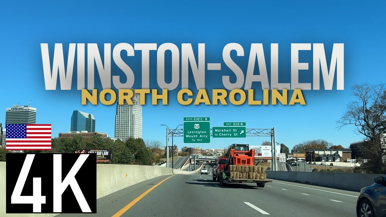 Road Tour of Winston-Salem, North Carolina in 4K - Downtown Winston-Salem