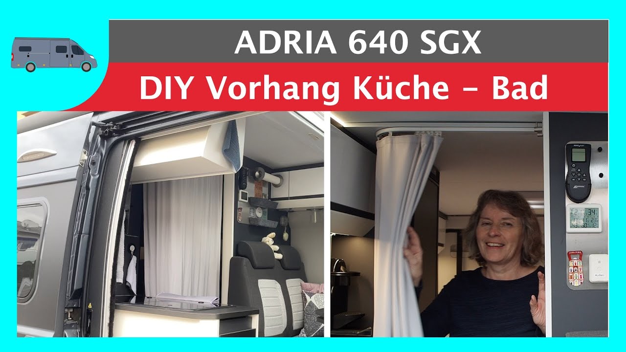 Adria 640 SGX DIY | Vorhang zwischen Wohnen und Schlafen | spurlos entfernbar