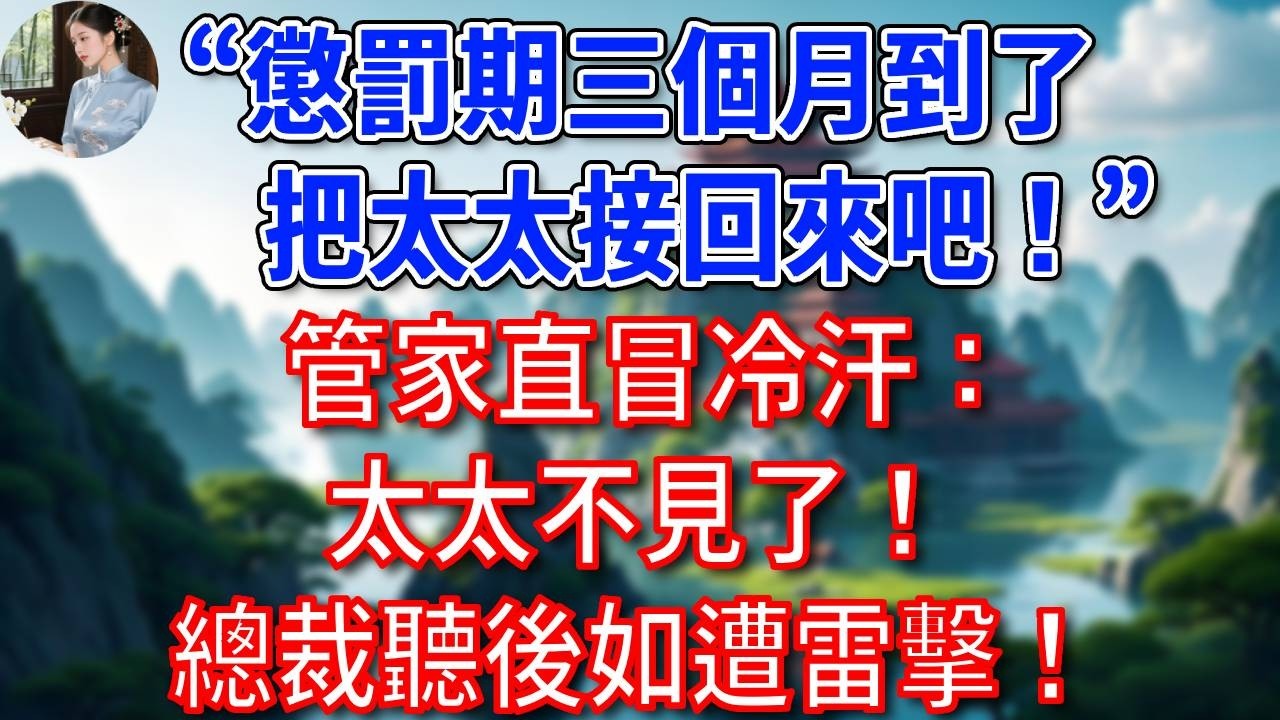“懲罰期三個月到了，把太太接回來吧！”管家直冒冷汗：太太不見了！總裁聽後如遭雷擊！#為人處世#生活經驗#情感故事#故事#小說#戀愛#情感#婚姻