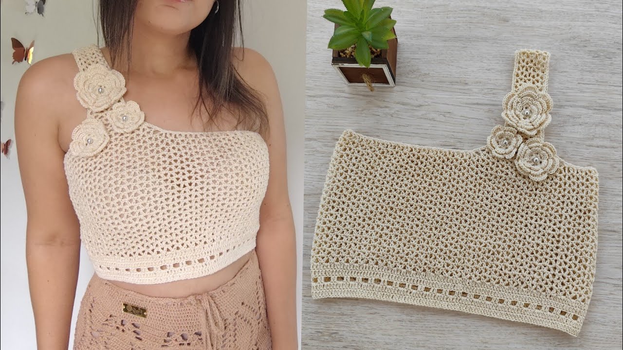 Cropped de Crochê com uma alça