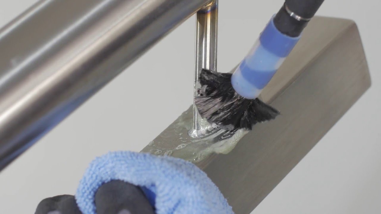 squaretube handrail - removal of annealed colors on handrail bars