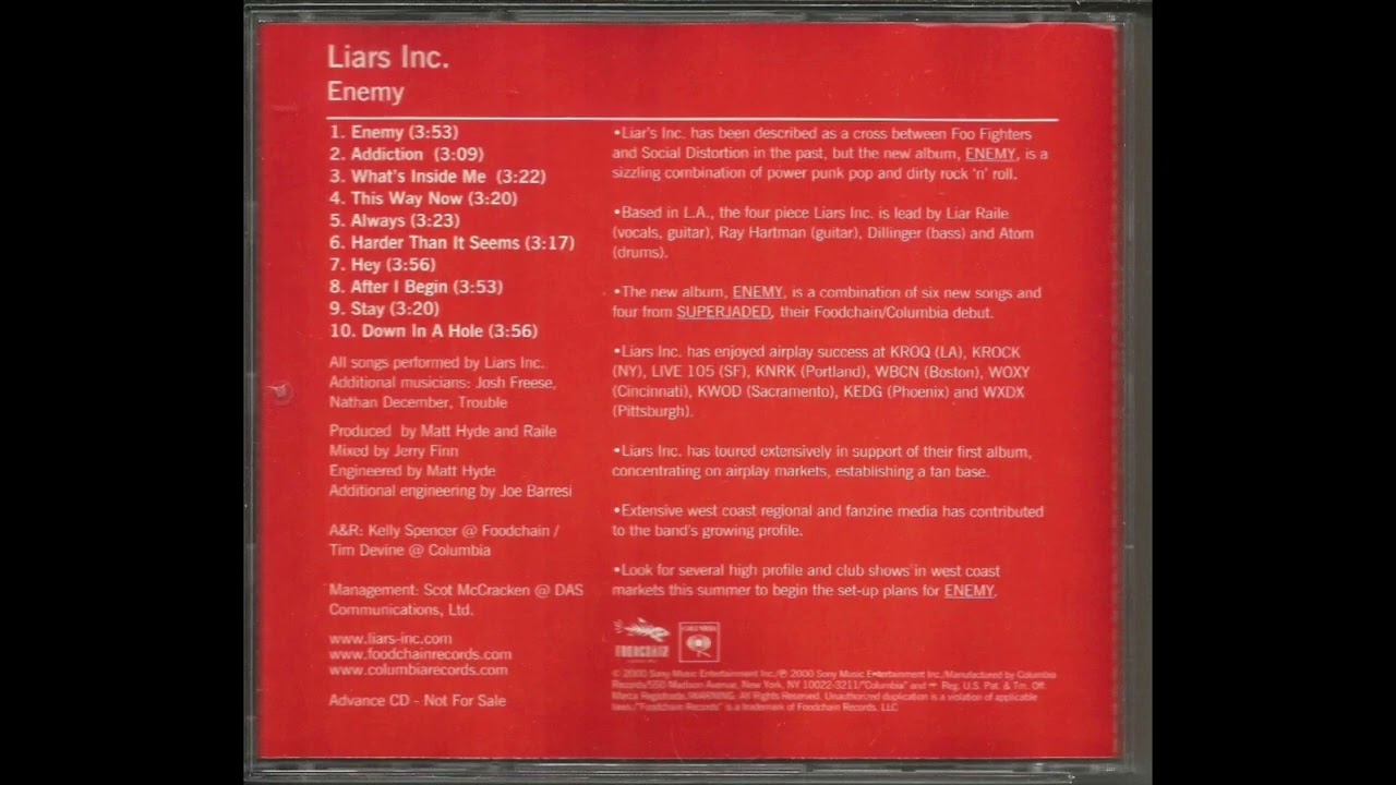 Liars Inc. - Stay (I Missed You)