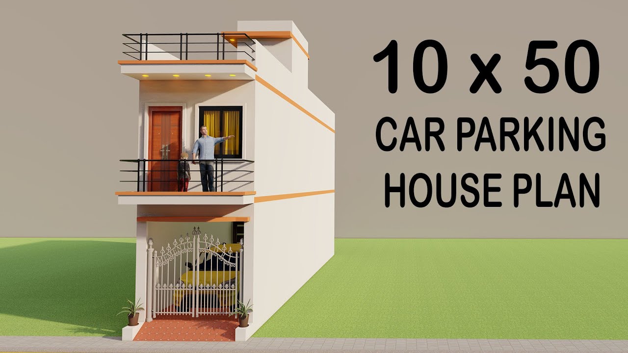 Small Car Parking House Elevation,3D 10x50 Makan Ka Naksha,AtoZ House Design