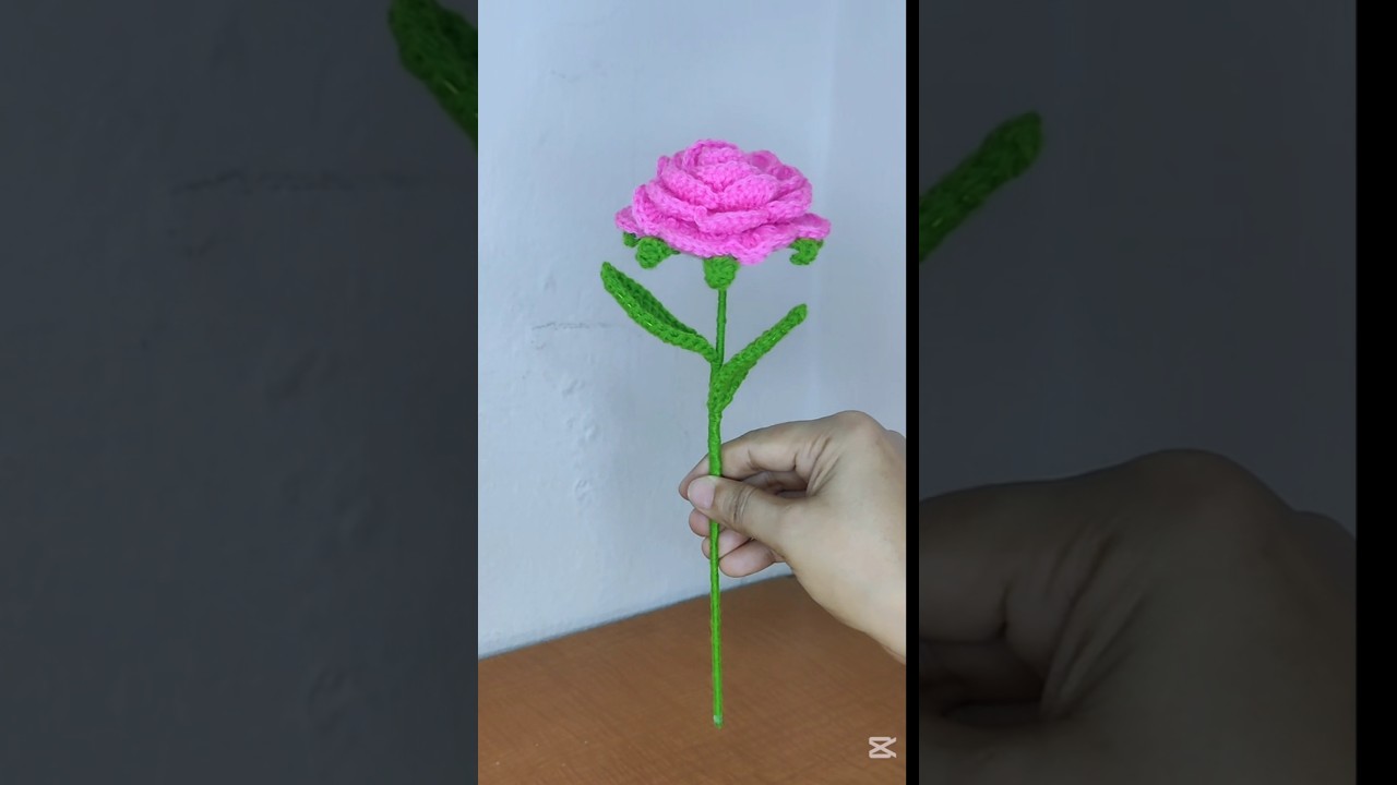 Assembling a Crocheted Rose 🌹 attaching Petals, Leaves & Sepals Together
