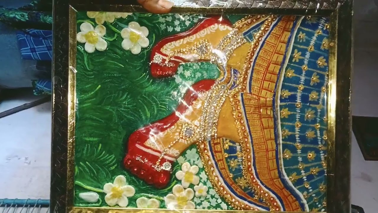 Handmade painting 🖌️🎨🖌️ shree radhe maharani ke shree charan🌹🎨🖌️🙏🙏🙏🙏🙏🙏