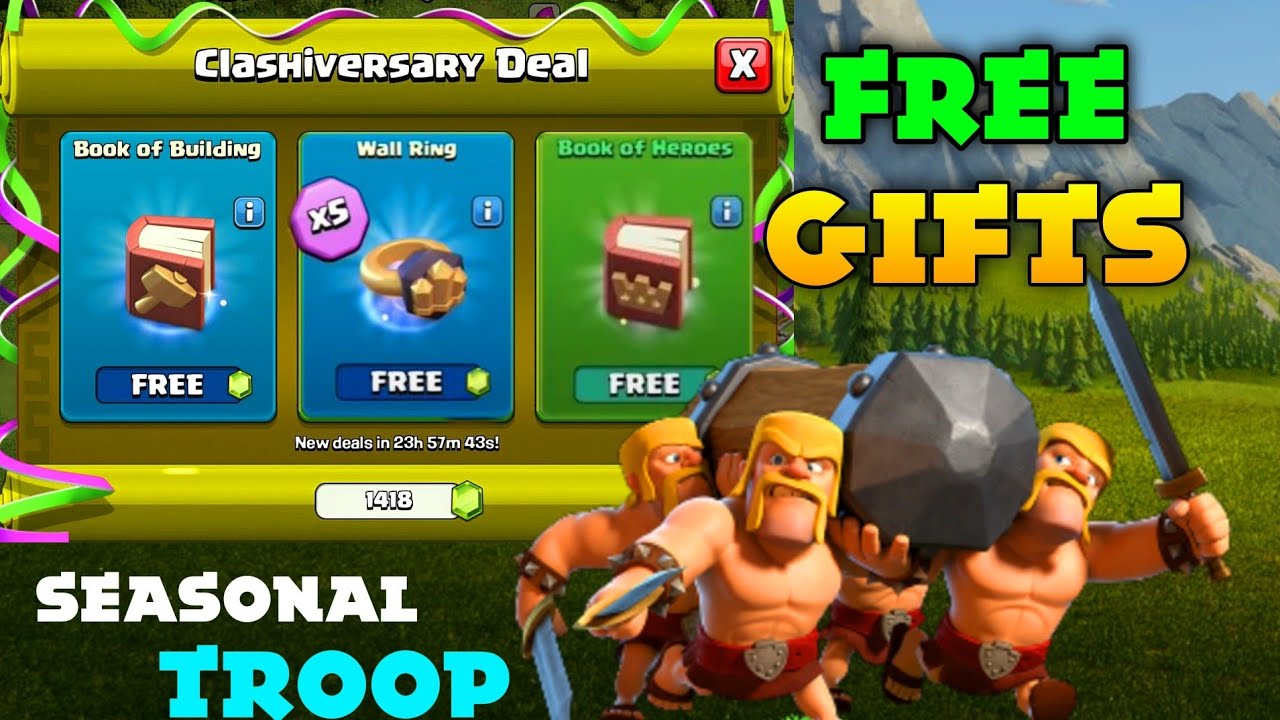 Clashiversary Free Gifts From Trader + New  Seasonal Troop | Coc New Update