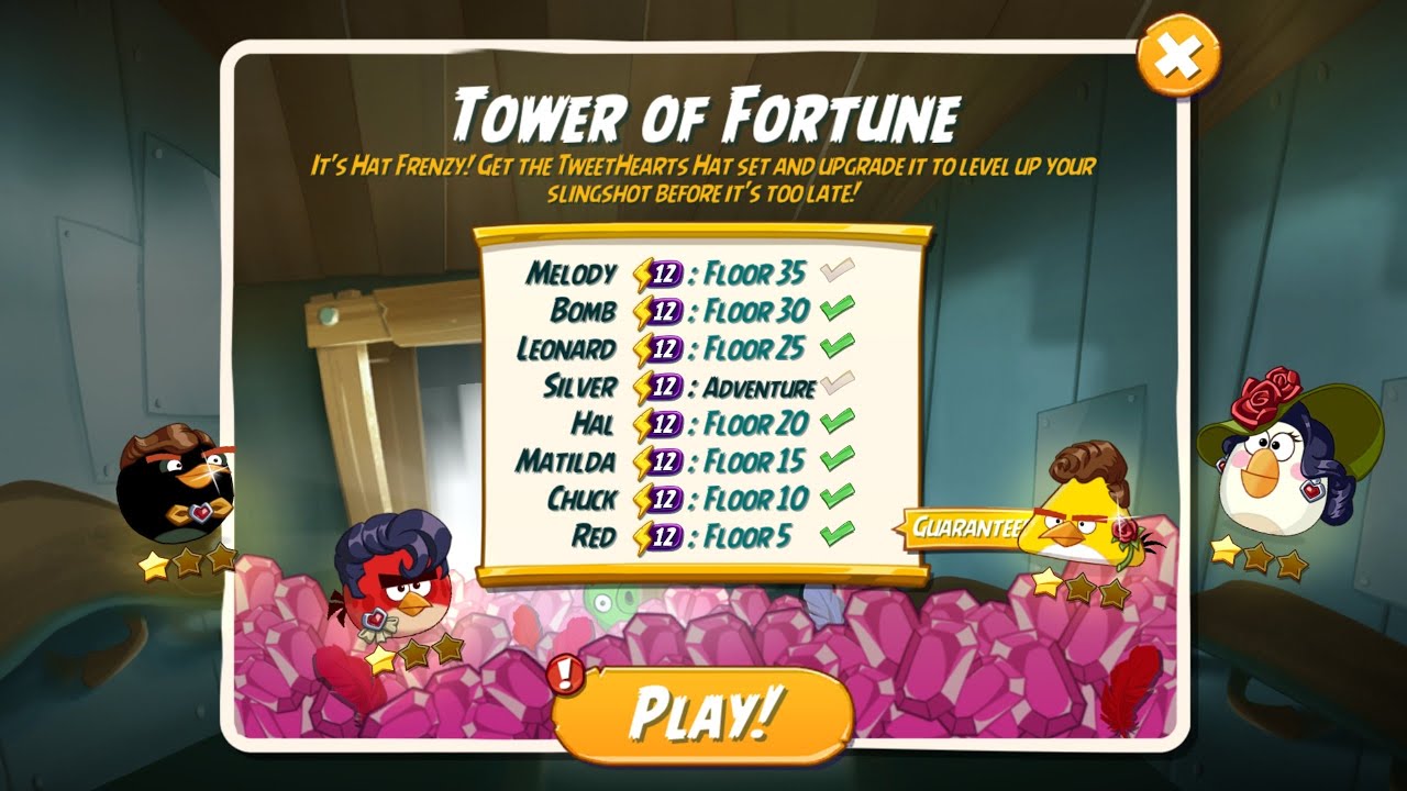 Tower of Fortune - Day 2 for the Tweetheart Hat Set Rerun - Angry Birds 2