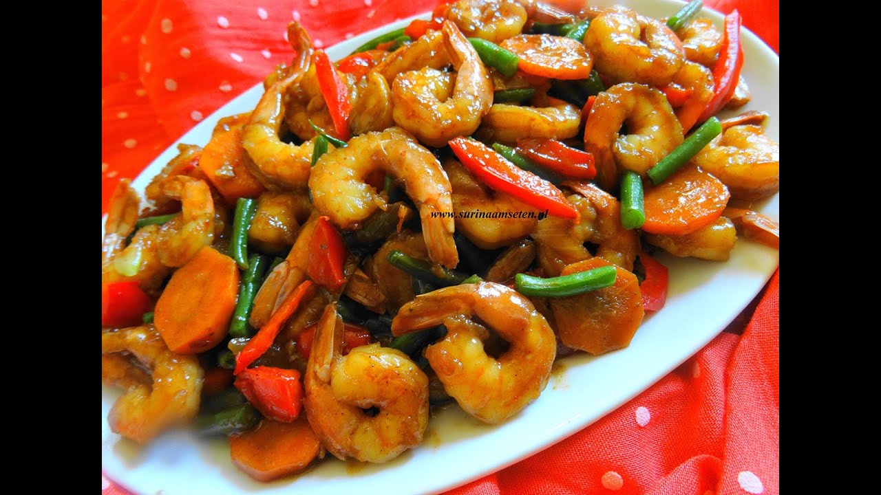Surinaamse knoflook garnalen met mixgroenten