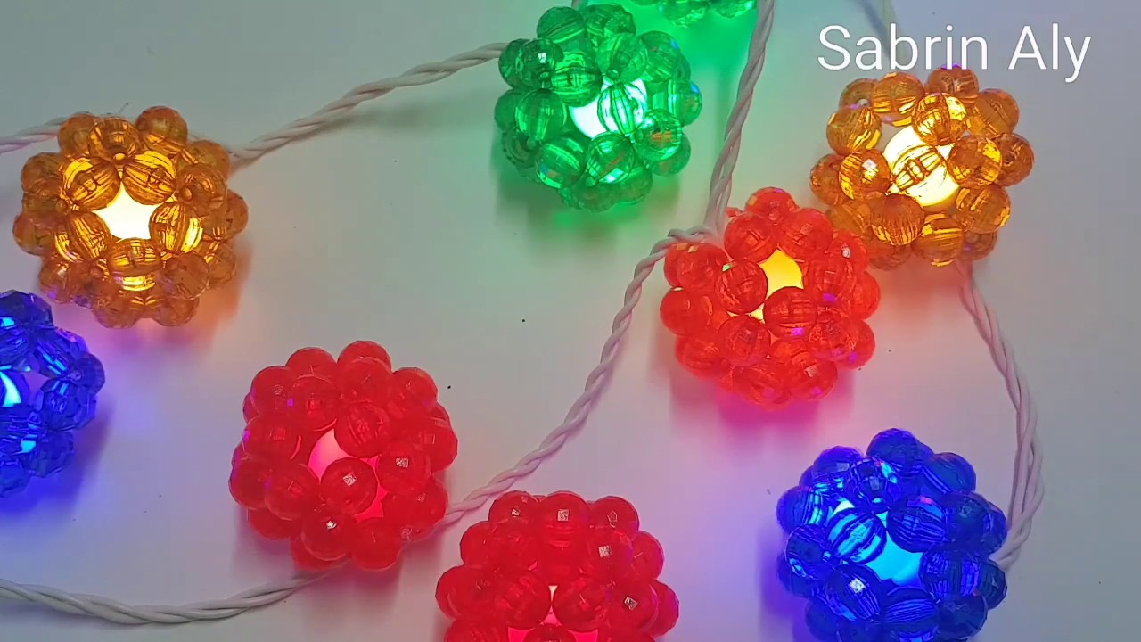 زينه رمضان من الخرز الكريستال وشرح طريقة الكوره الخرز للمبتدئين