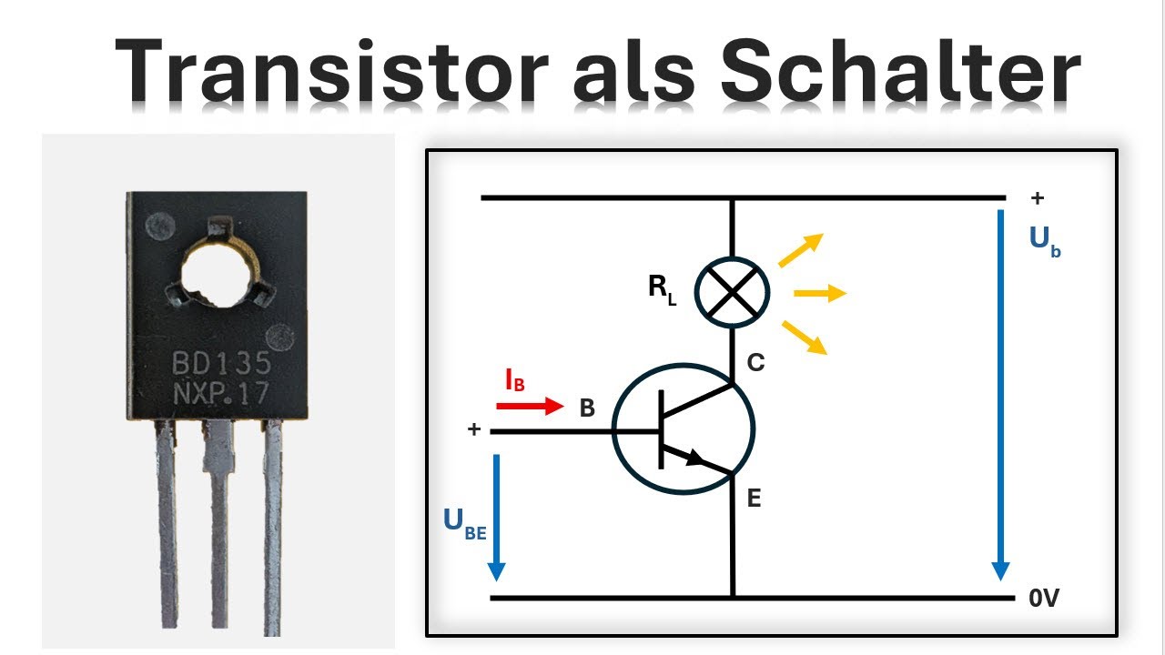 Transistor als Schalter / Beispiel mit einem BD 135 / Vor- und Nachteile / Kühlung