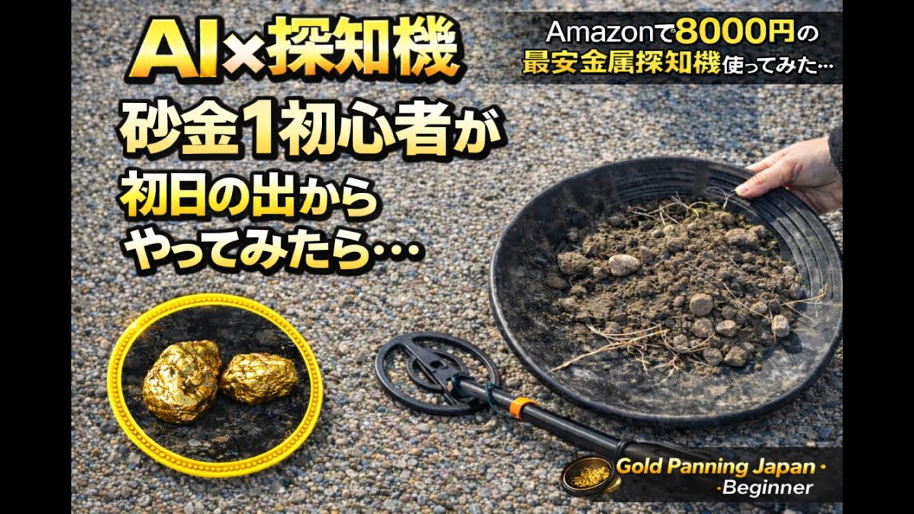 ↑え？まさか2つも！砂金1初心者が初日の出からAI×金属探知機でやってみたら・・・なんとご利益ありました　やはりここから金出たか！　｜Gold Panning in Japan