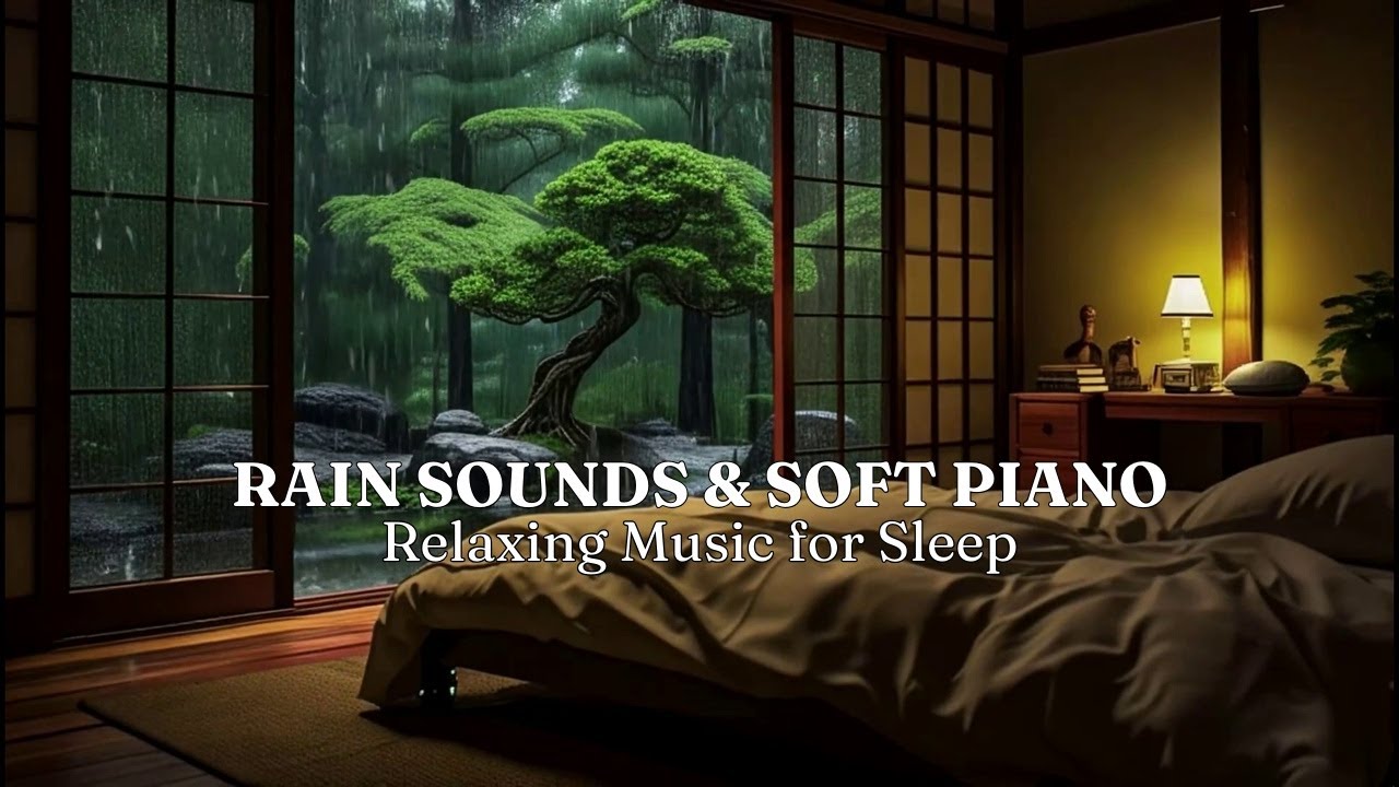 Warm Bedroom with Rain Sounds on the Windows ☔ Relaxing Music for Deep Sleep, Healing of Stress