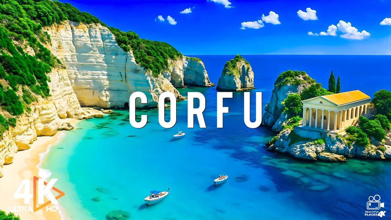 Corfu 4K UHD | Stunning Aerial Views of Greece’s Emerald Island and Scenic Coastlines
