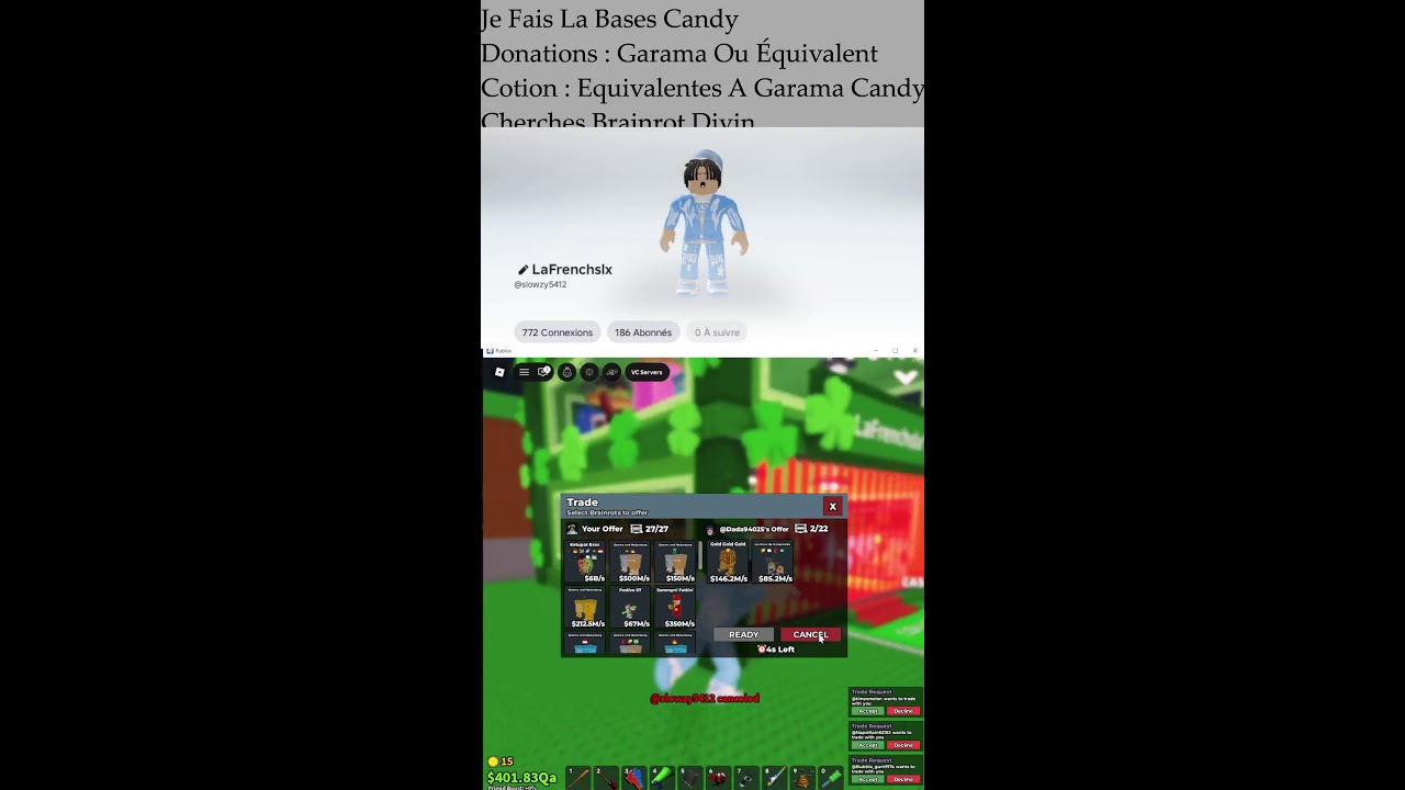 🚨 lives steal a brainrot je recherches des brainrot divin je fais la bases candy et des trades! 🚨