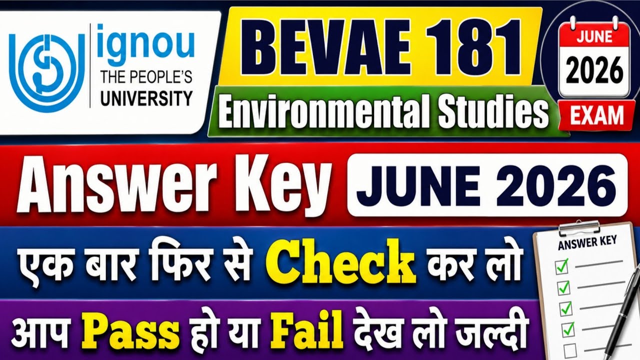 IGNOU BEVAE 181 Answer Key June 2026 | Environmental Studies Exam Answers | Check if You Passed o...