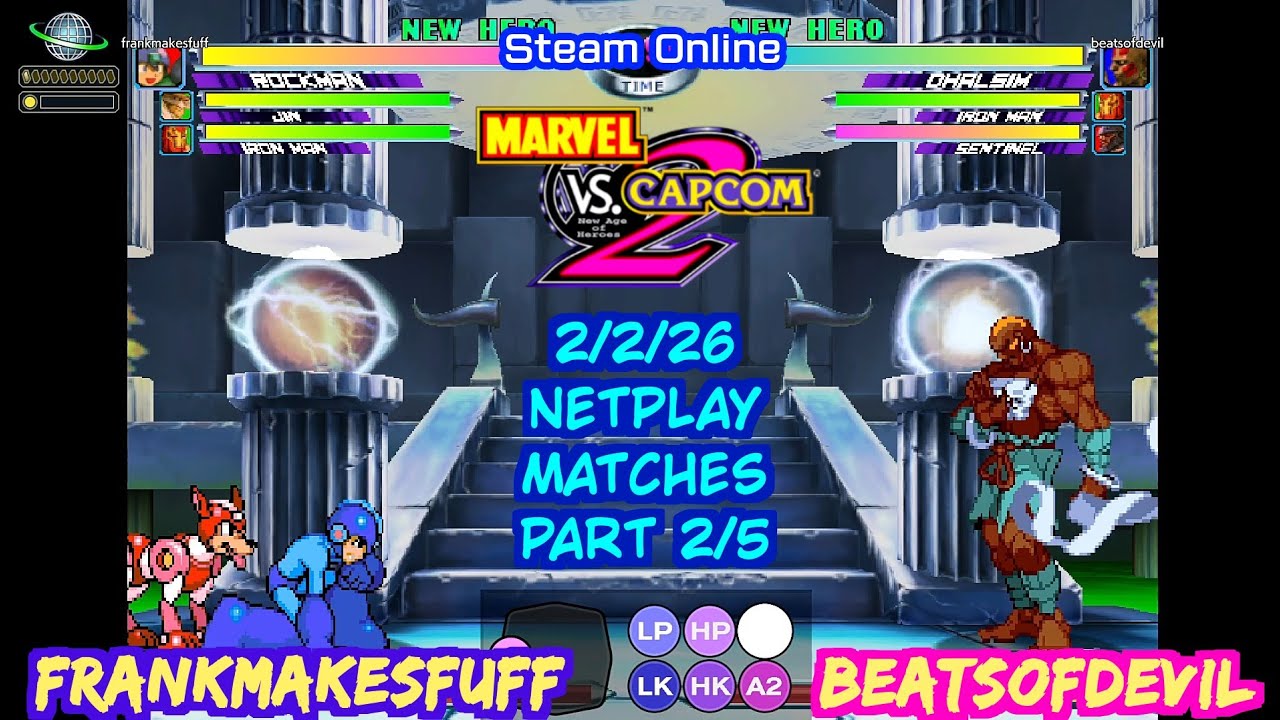 MvC2 Dhalsim BeatsofDevil vs frankmakesfuff 2/2/26 part 2 of 5 Steam Netplay