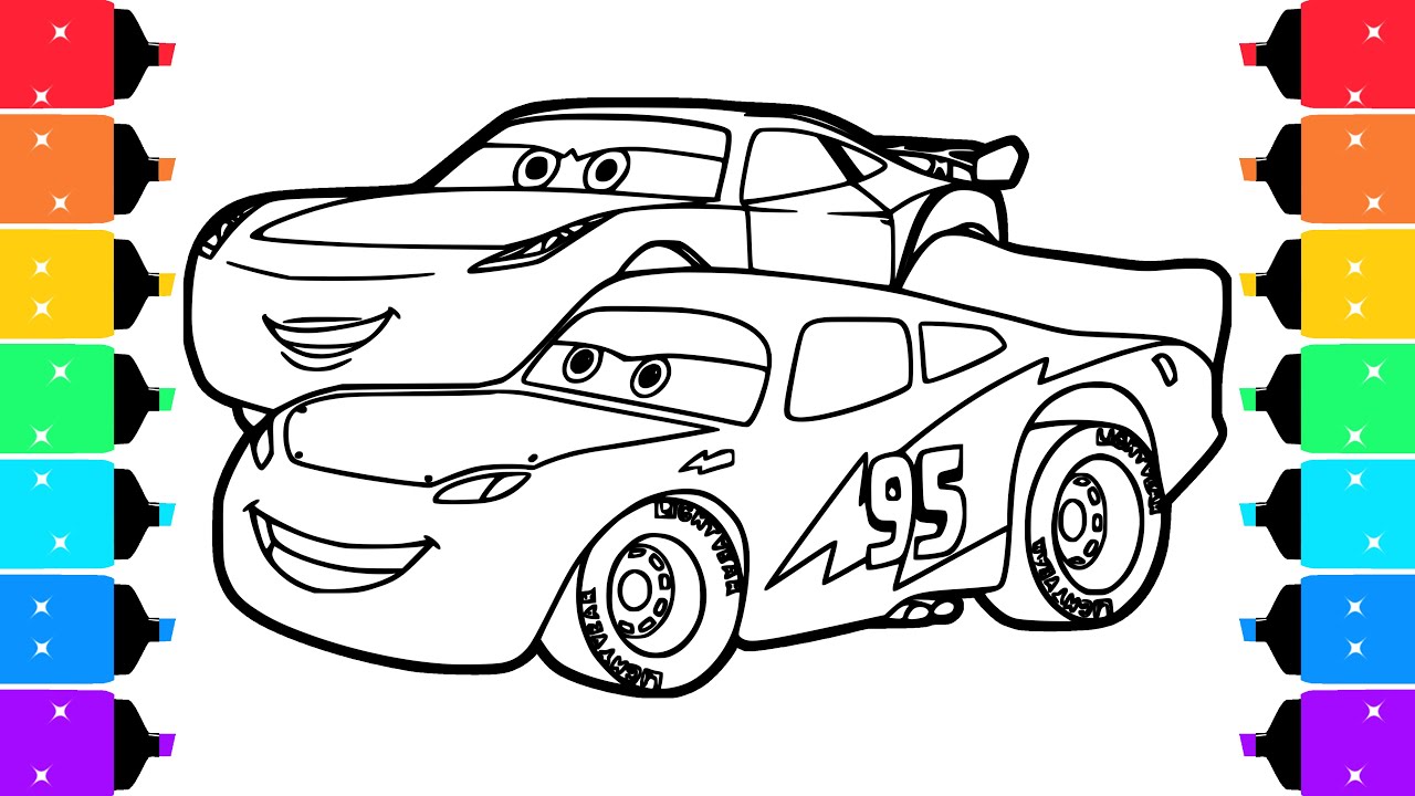 Coloring Lightning Mcqueen and Bob Cutlass Cars 3 Coloring Page