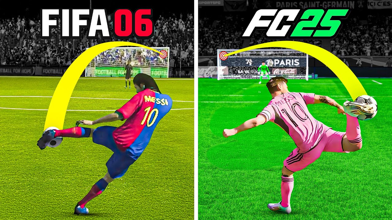 Забить 1 потрясающий гол с Месси в каждой игре FIFA