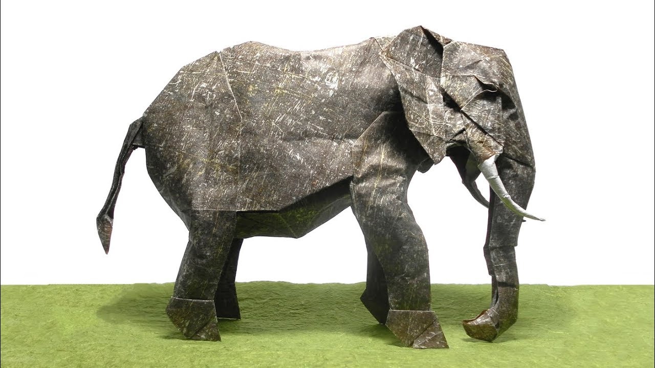 ORIGAMI AFRICAN ELEPHANT TIME LAPSE (Shuki Kato) 折り紙 アフリカゾウ Afrikanischer Elefant ELEFANTE