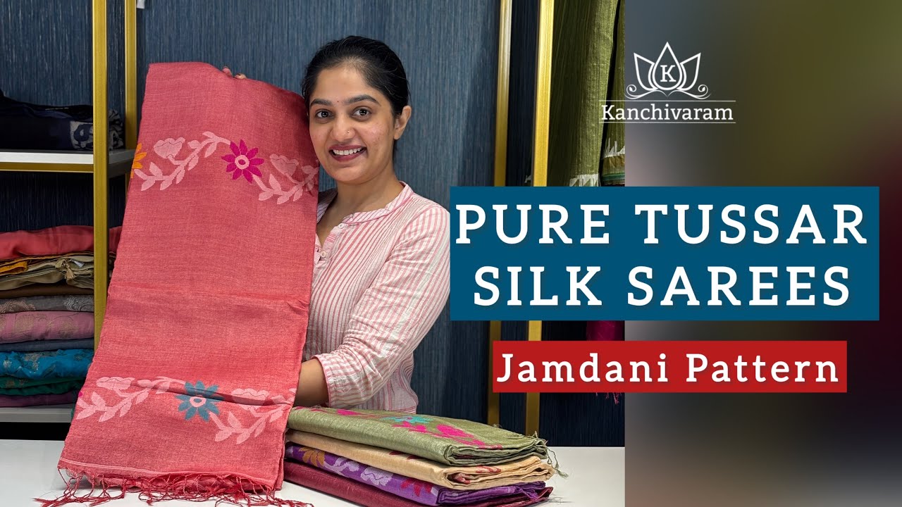 Pure Tussar Silk Sarees in Jamdani Pattern #sareelove #tussarsilksarees