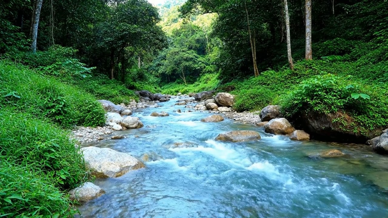 Stress Healing – Beautiful Enchanted Water River Sound in Tranquil Stream – Relax Mind