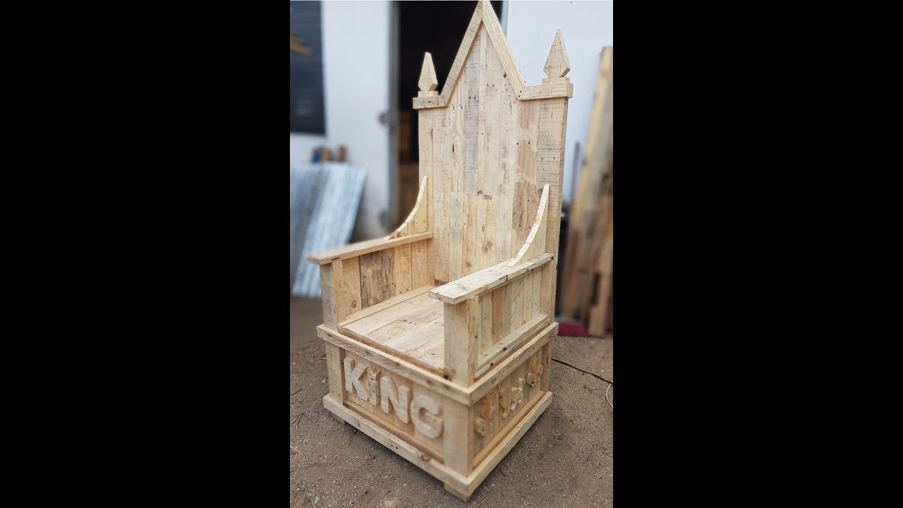 trono de rey hecho con tarimas, throne king chair with pallets