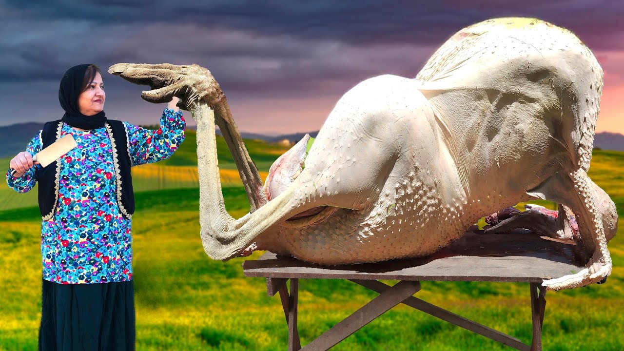 Unbelievable! Giant Ostrich Cooked Underground |Village Cooking
