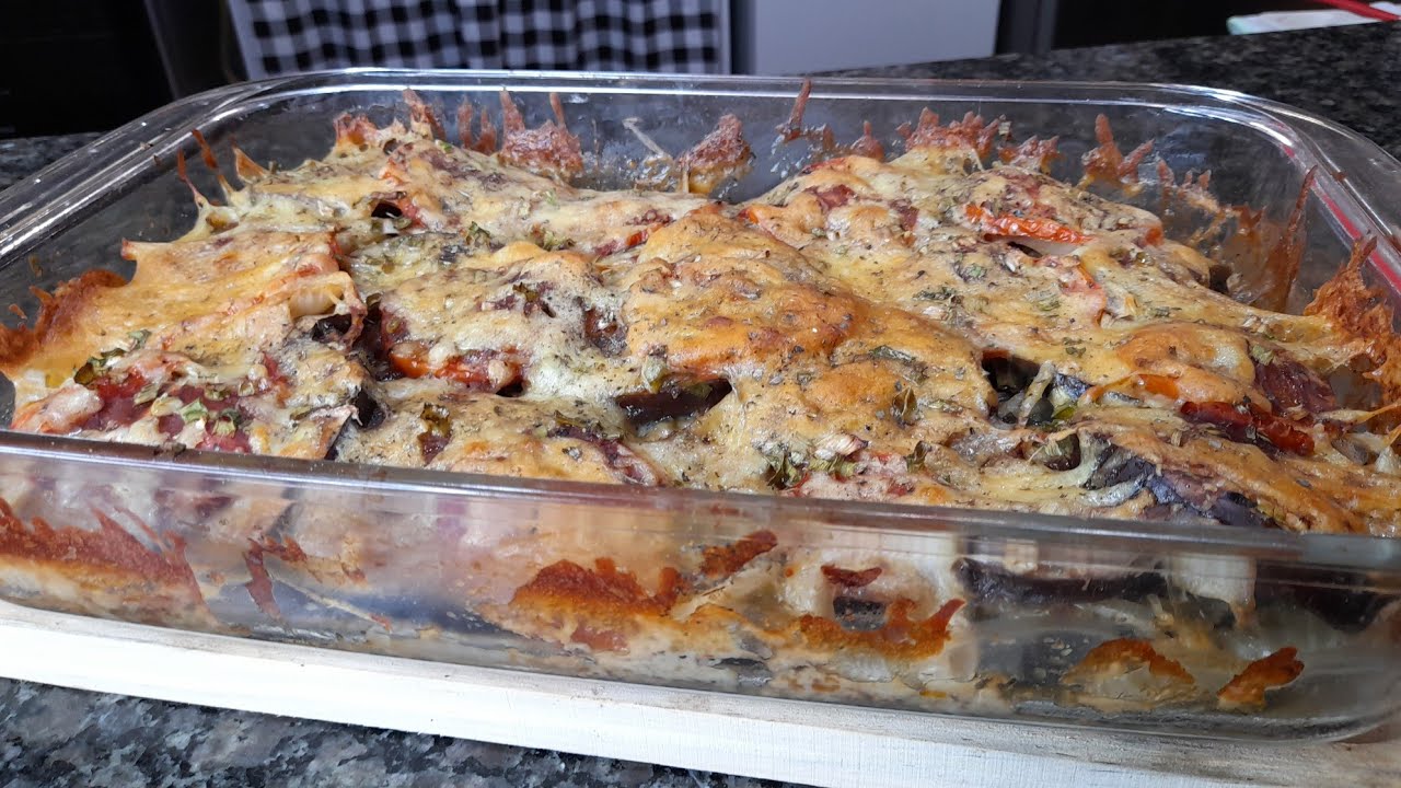 BERINGELA AO FORNO COM SARDINHA TOMATE E QUEIJO SUPER DELICIOSA