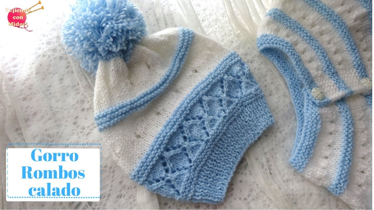 Gorro con Rombos Calados DOS AGUJAS