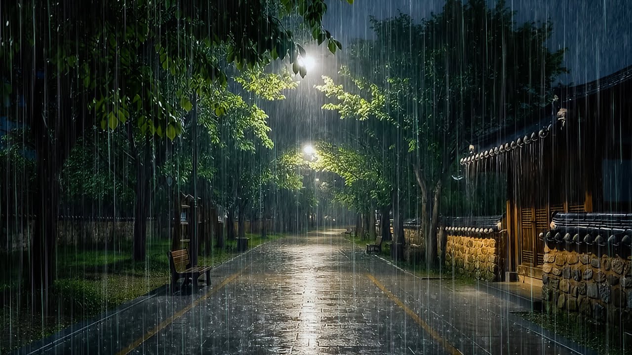 Stay Asleep All Night with Soft Rain on Quiet Old Road | Deep Sleep Rain, Cure Insomnia