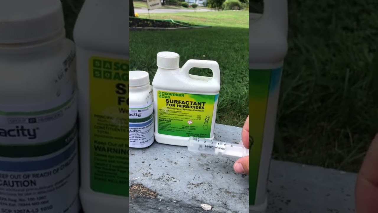 Tenacity weed killer and surfactant to help it stick to the weed like glue