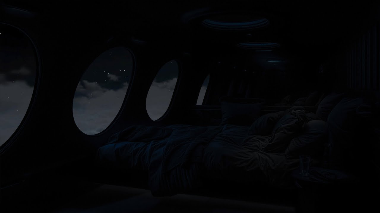 Midnight Airplane Cabin Window 🌌 Dark Screen & White Noise for Deep Sleep & Calm Mind