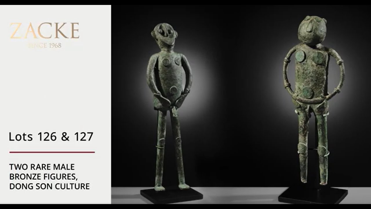 Lot 126 & 127: TWO RARE MALE BRONZE FIGURES; DONG SON CULTURE