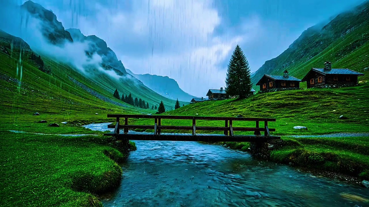 Soothing Rainfall to Ease the Mind | Mountain River Rain for Deep Rest