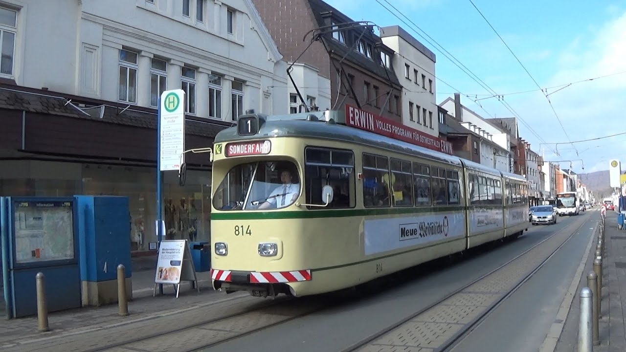 Brackwede Hauptstraße, Fahrt mit der historischen Straßenbahn vor dem Umbau