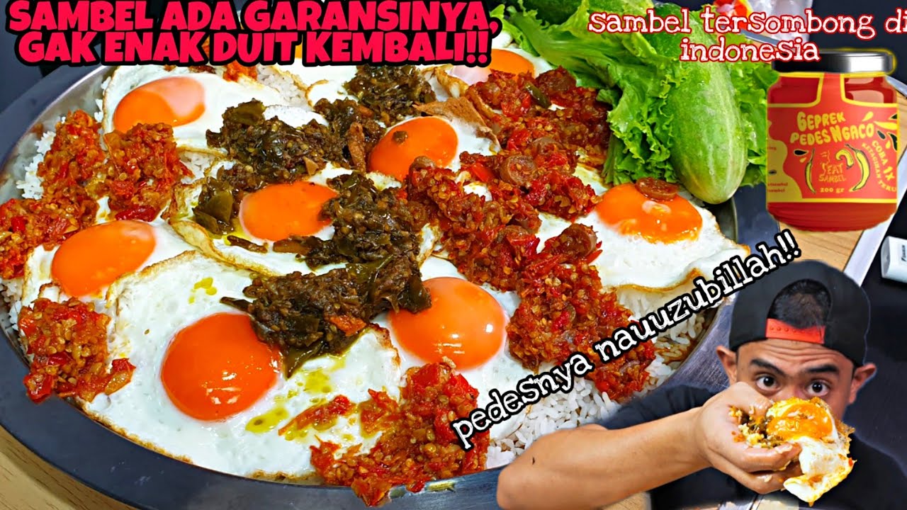PEDESNYA NGACO!! MUKBANG TELOR DAN LALAPAN PAKE SAMBEL TERSOMBONG DI INDONESIA!!