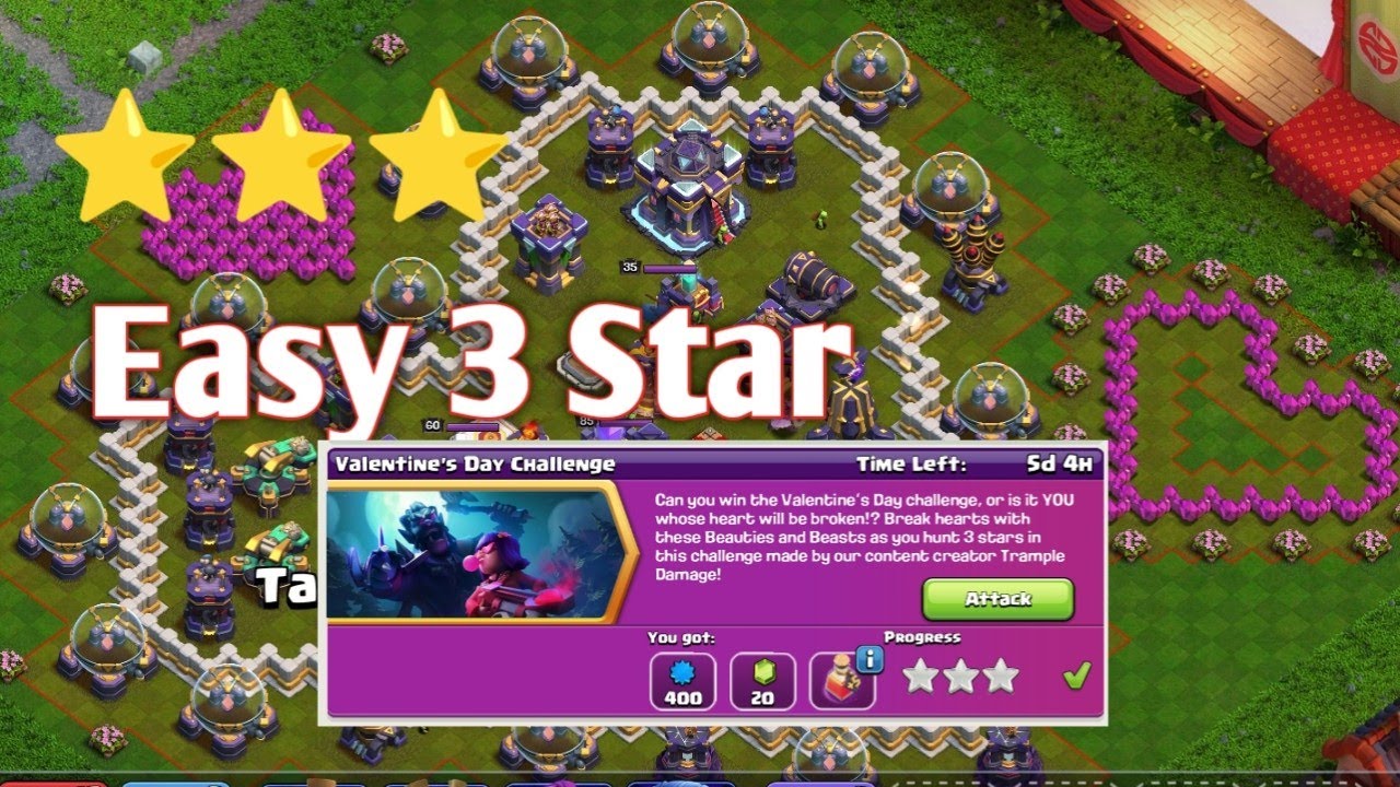 Easily 3 Star The Valentine's Day Challenge In Clash Of Clans | New Challenge | CoC New Event
