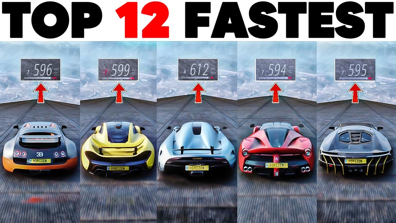 Top 12 Fastest Cars in Forza Horizon 5 | Pushing Full Throttle INSANE  Downhill Top Speed