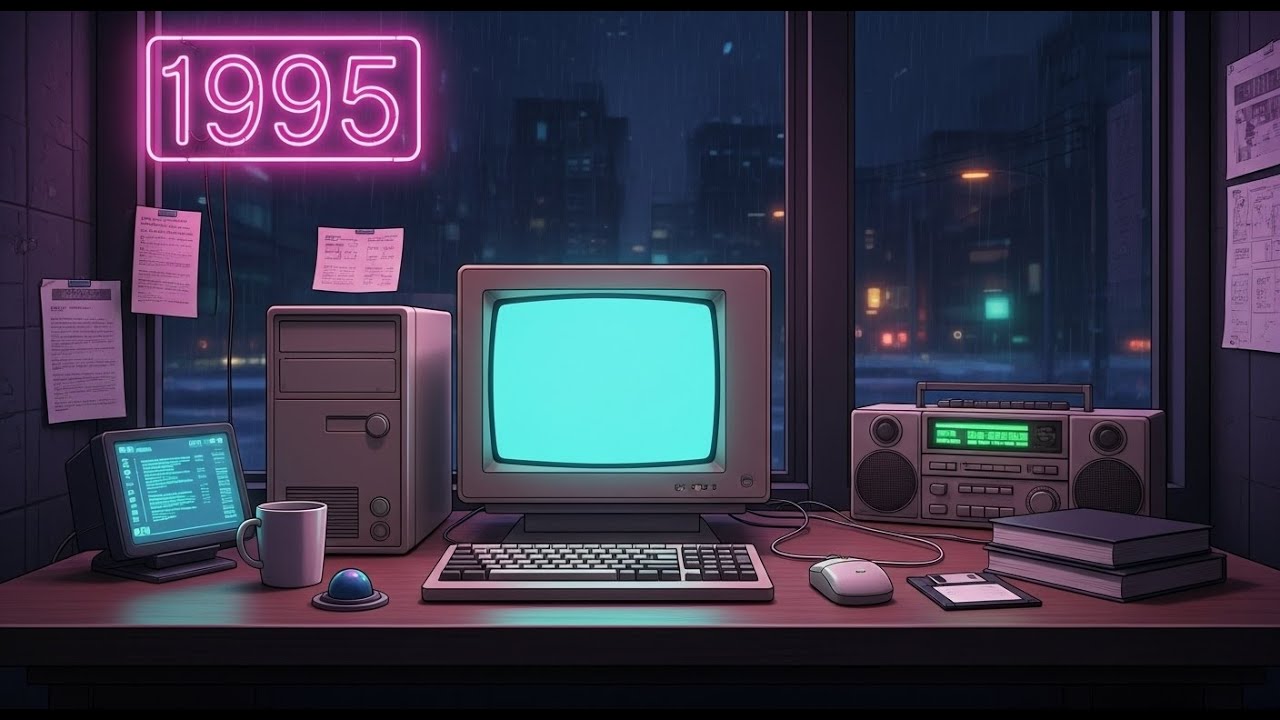 1995 💾 Internet Café Ambience | Lo-fi Hip Hop & Vaporwave for Study and Deep Focus (3 HOURS)