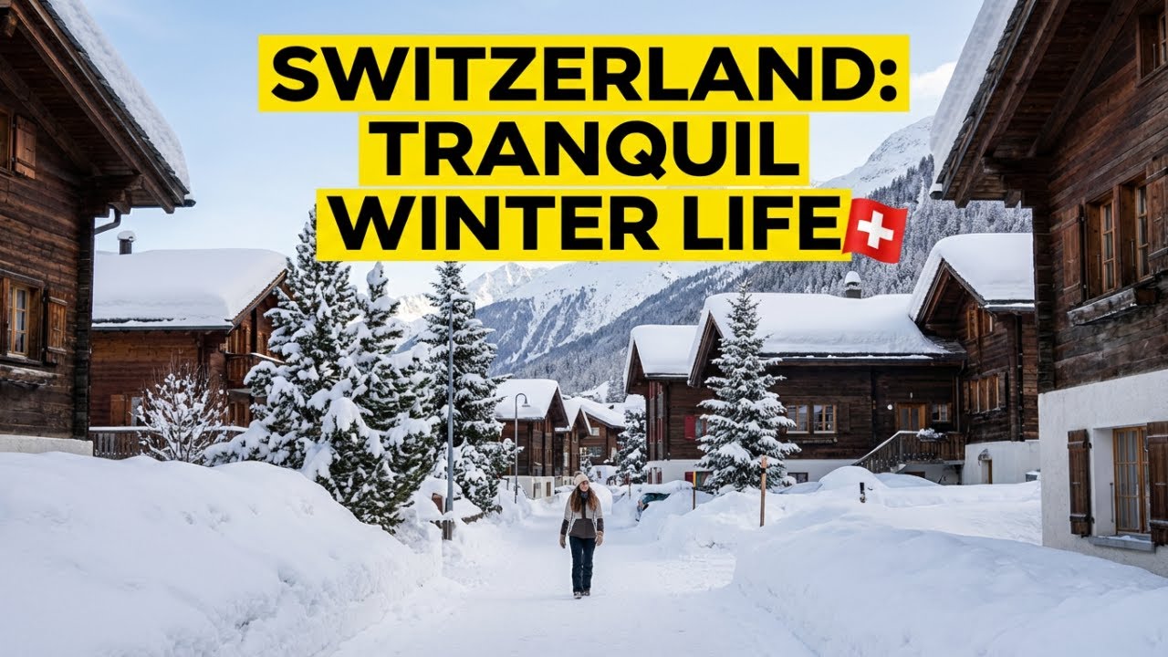 Swiss Alpine Village in Winter ❄️ Tranquil Snowy Countryside Walk 4K