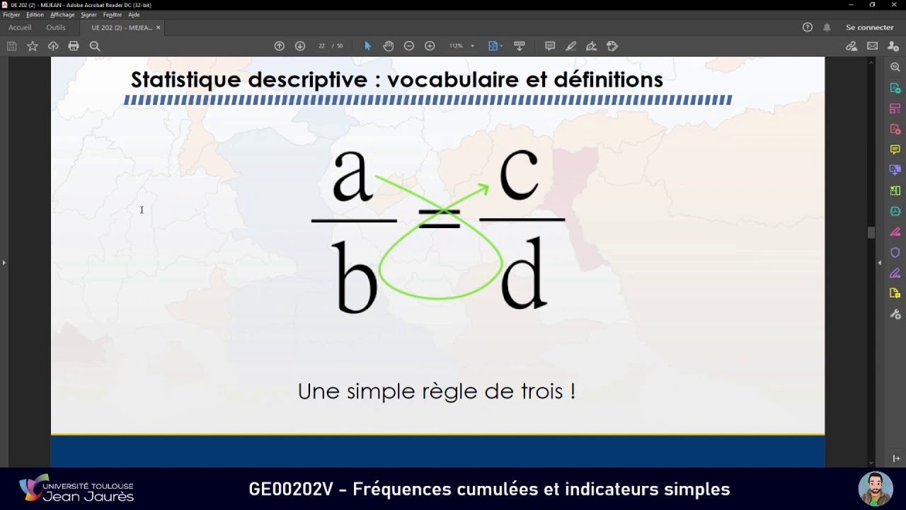 [UE GE00202V] Calcul de fréquences cumulées et indicateurs simples à partir d'un tableau d'effectifs