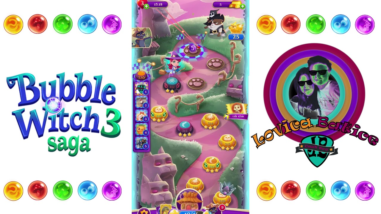 Bubble Witch Saga 3 - Level 316 - 320 - Gameplay