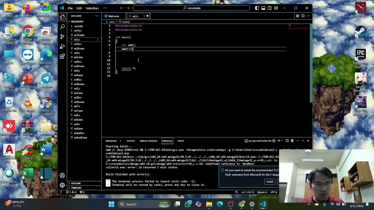 How to put information in variable in c programming