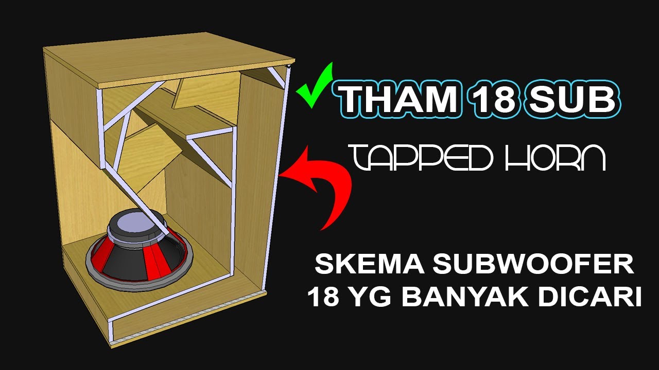 THAM18 TAPPED HORN SUBWOOFER 18 INCH SKEMA DAN UKURAN   SPEAKER PLAN