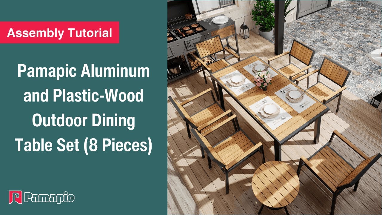 [Assembly Tutorial] Pamapic Aluminum and Plastic-Wood Outdoor Dining Table Set (8 Pieces)