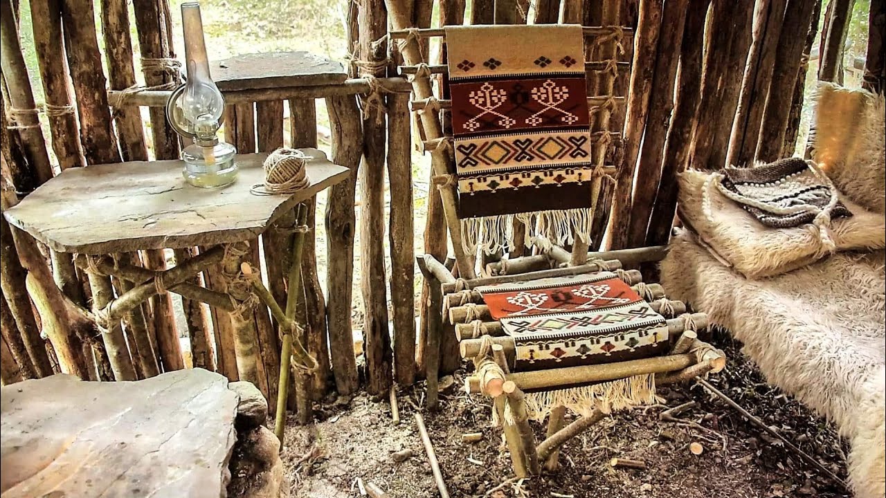 Building A Long Term Shelter In The Woods - Rain - Bushcraft Chair - Reed Wall Insulation (Part 7)