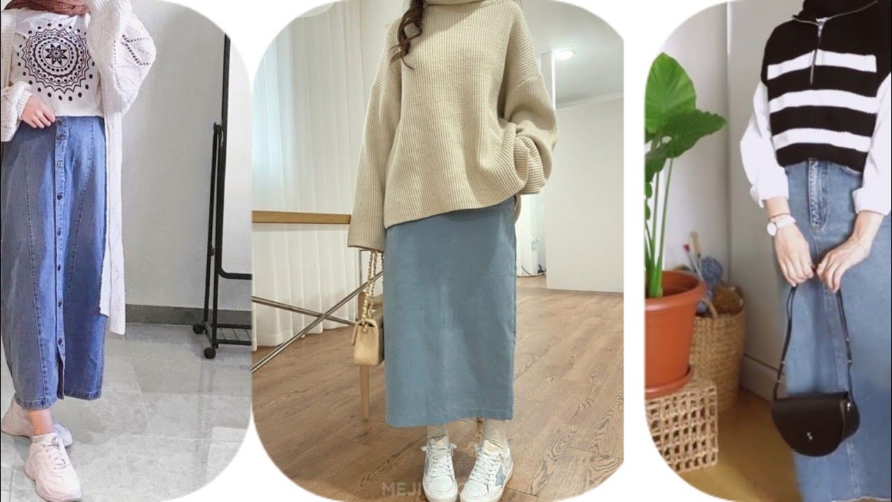 كيفية تنسيق الجيبة الجينز الترند باجمل طريقة ✨How to wear denim skirt